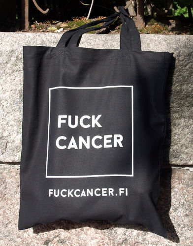 Fuck Cancer -kassi (musta tai luonnonvalkoinen)